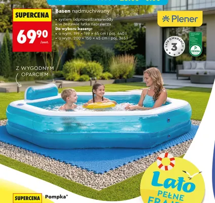 Basen nadmuchiwany Plener z wygodnym oparciem 200x150x45cm 365l promocja w Biedronka
