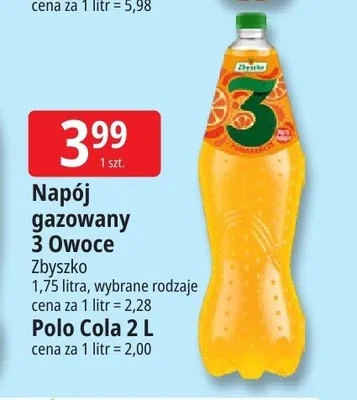 Napój gazowany 3 Owoce Zbyszko promocja w Leclerc