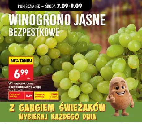 Winogrono jasne bezpestkowe na wagę promocja w Biedronka