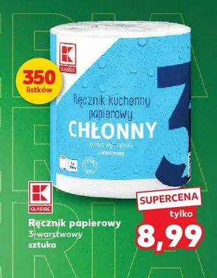 Ręcznik papierowy chłonny K-Classic 3-warstwowy promocja w Kaufland