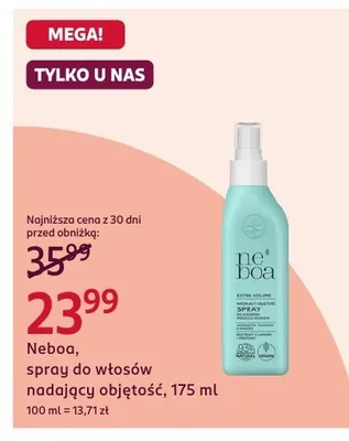 Spray do włosów nadający objętość Neboa, 175 ml promocja w Rossmann