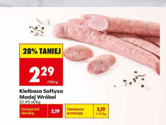 Kiełbasa Sołtysa Madej Wróbel promocja w Biedronka