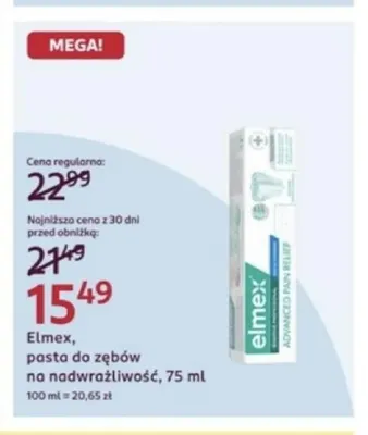 Pasta do zębów na nadwrażliwość Elmex promocja w Rossmann