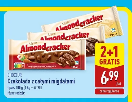 Czekolada z całymi migdałami ciemna Choceur Almondcracker promocja w Aldi