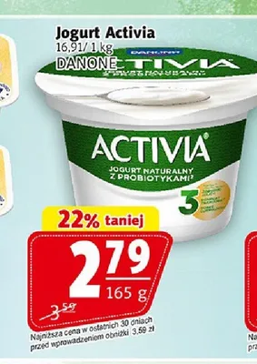 Jogurt Activia naturalny z probiotykami promocja w Prim Market
