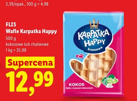 Wafle Karpatka Happy Flis kokosowe promocja w Lidl