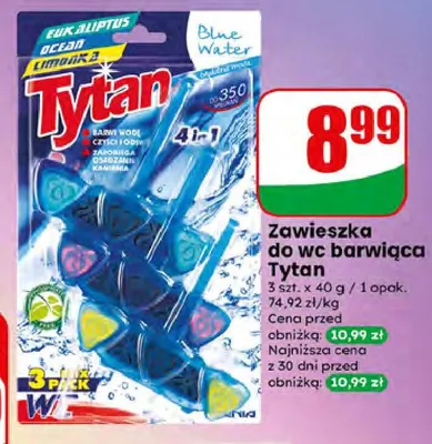 Zawieszka do WC barwiąca Tytan Blue Water 4w1 3-pak promocja w Dino