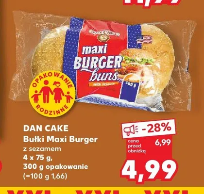 Bułki Maxi Burger z sezamem Dan Cake 4-pak promocja w Kaufland