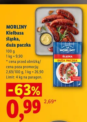 Kiełbasa śląska duża paczka Morliny promocja w Lidl