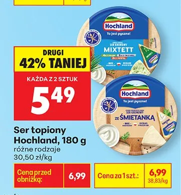 Ser topiony, różne rodzaje Hochland promocja w Biedronka