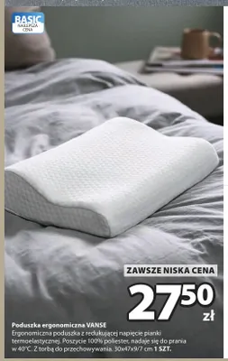 Poduszka ergonomiczna VANSE 30x47x9/7 cm promocja w Jysk