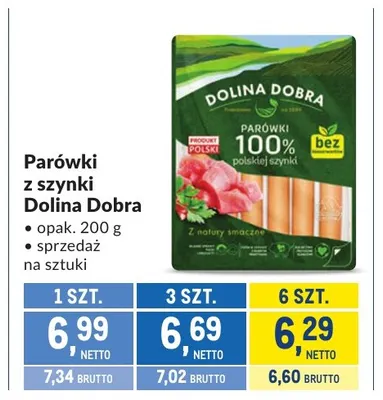 Parówki z szynki Dolina Dobra promocja w Makro