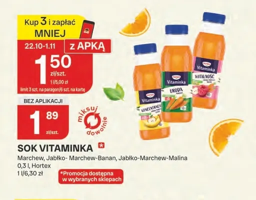 Sok jabłko-marchew-malina Vitaminka Hortex promocja w Chorten