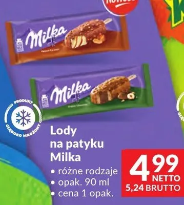 Lody na patyku Milka różne rodzaje promocja w Makro