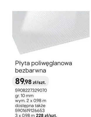 Płyta poliwęglanowa bezbarwna promocja w Castorama