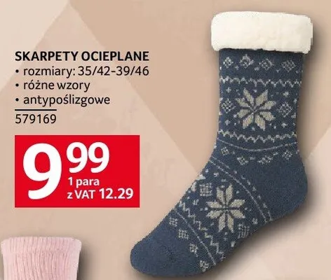 Skarpety ocieplane rozmiary 35/42-39/46, różne wzory, antypoślizgowe promocja w Selgros