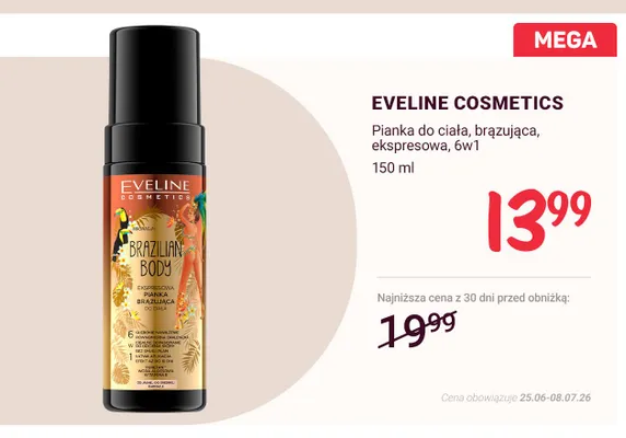 Pianka do ciała brązująca ekspresowa 6w1 Eveline Cosmetics promocja w Rossmann