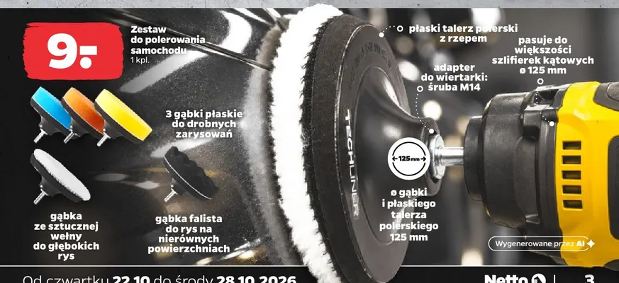 Zestaw do polerowania samochodu Techliner promocja w Netto