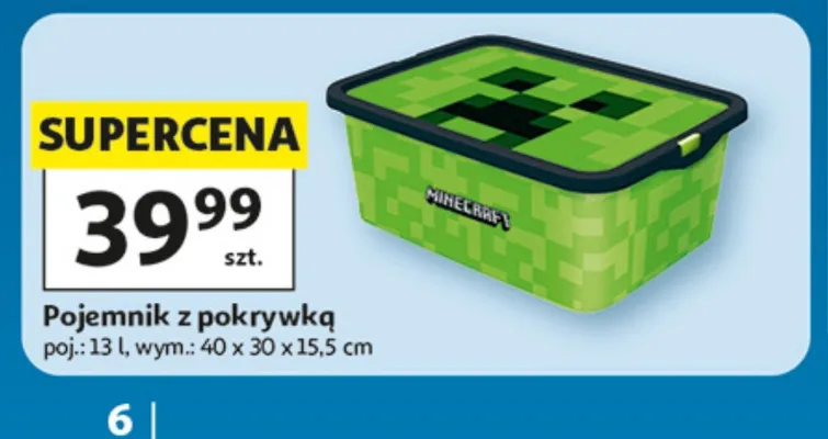 Pojemnik z pokrywką Minecraft 13l 40x30x15,5cm promocja w Auchan
