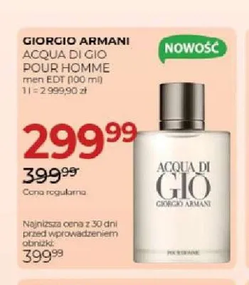 Woda toaletowa Giorgio Armani Acqua Di Gio Pour Homme promocja w Drogerie Jawa