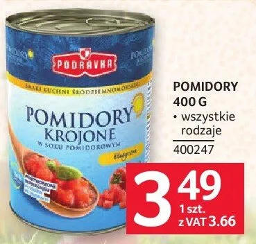 Pomidory krojone 400 g promocja w Selgros