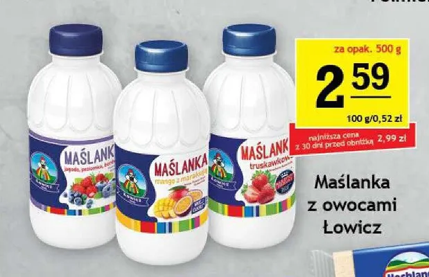 Maślanka jagoda poziomka borówka Łowicz promocja w Gram Market