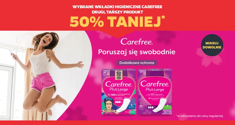 Wkładki higieniczne Carefree Plus Large Aloe Vera promocja w Netto