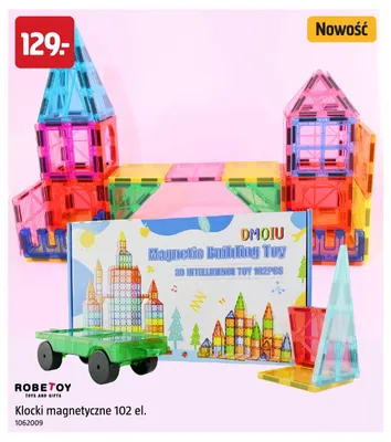 Klocki magnetyczne 102 el. Robetoy promocja w Jula