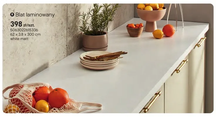 Blat laminowany 62x3,8x300cm white matt promocja w Castorama