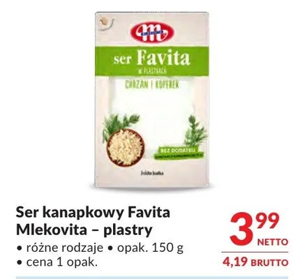 Ser kanapkowy Favita Mlekovita - plastry promocja w Makro