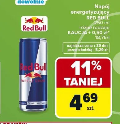 Napój energetyzujący Red Bull promocja w Carrefour Market
