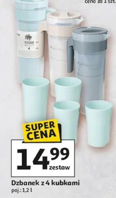 Dzbanek z 4 kubkami Pitcher promocja w Auchan