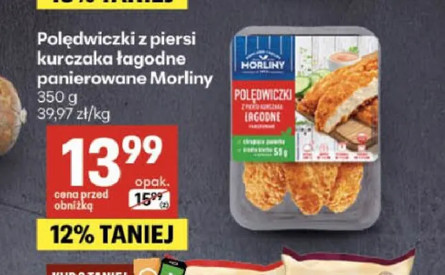 Polędwiczki z piersi kurczaka łagodne panierowane Morliny promocja w Delikatesy Centrum