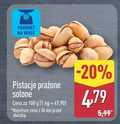 Pistacje prażone solone promocja w Aldi