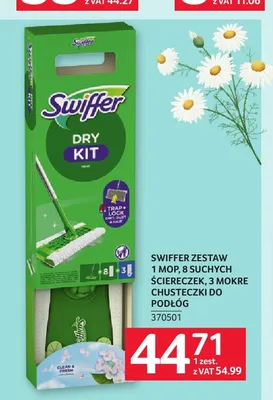 Zestaw Swiffer Mop + 8 suchych ściereczek + 3 mokre chusteczki do podłóg promocja w Selgros