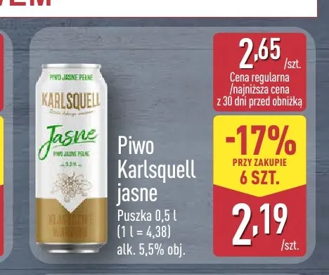 Piwo Karlsquell promocja w Aldi