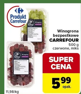 Winogrona bezpestkowe czerwone, miks promocja w Carrefour Express