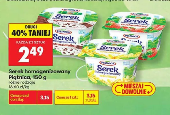 Serek homogenizowany stracciatella Piątnica promocja w Biedronka