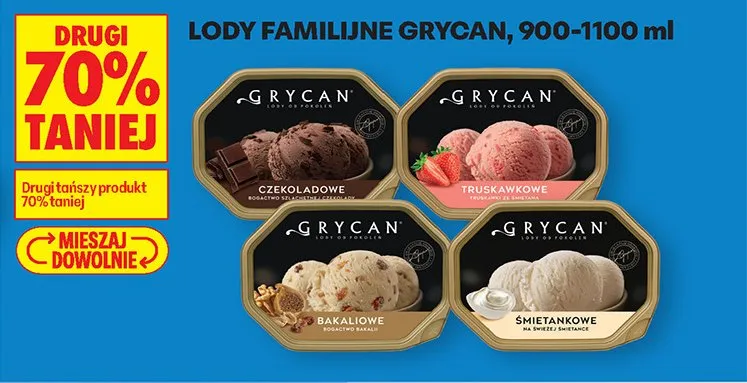 Lody familijne 900-1000 ml DRUGIE -70% promocja w Biedronka