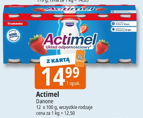 Actimel Danone truskawkowy promocja w Leclerc