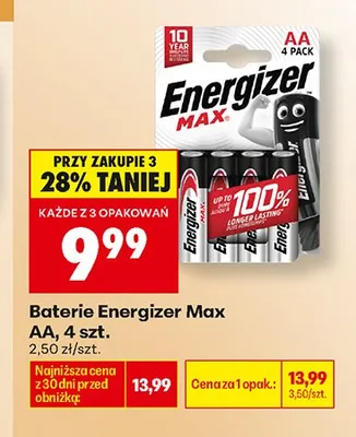 Baterie Energizer Max AA 4-pak promocja w Biedronka
