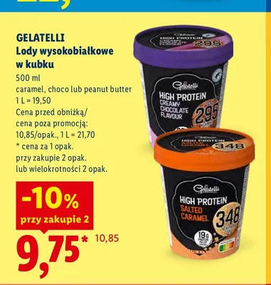 Lody wysokobiałkowe w kubku Gelatelli choco promocja w Lidl