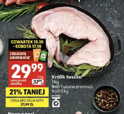 Królik tuszka promocja w Delikatesy Centrum