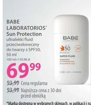 Ultralekki fluid przeciwsłoneczny do twarzy z SPF50 Sun Protection Babe Laboratorios promocja w Hebe