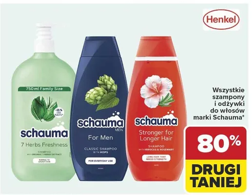 Wszystkie szampony i odżywki do włosów marki Schauma promocja w Carrefour Market