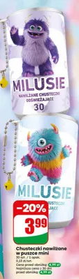 Chusteczki nawilżane Milusie promocja w Dino