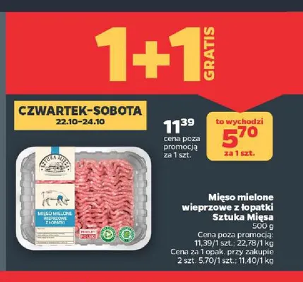 Mięso mielone wieprzowe z łopatki Sztuka Mięsa promocja w Netto