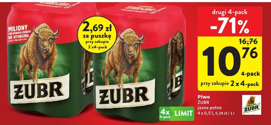 Piwo jasne pełne promocja w Intermarche