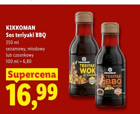 Sos teriyaki BBQ czosnkowy Kikkoman promocja w Lidl