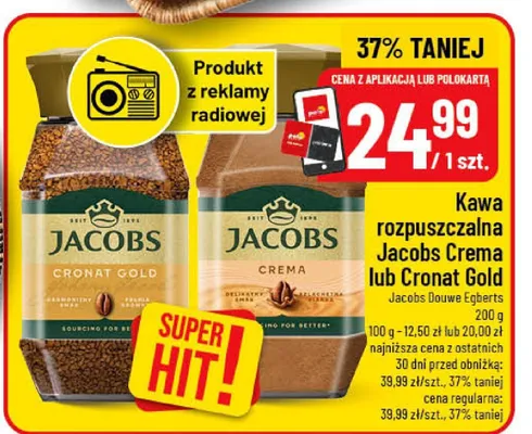 Kawa rozpuszczalna Crema lub Cronat Gold promocja w POLOmarket